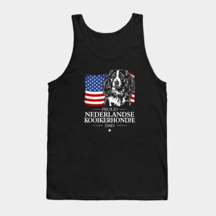 Proud Nederlandse Kooikerhondje Dad American Flag patriotic dog Tank Top